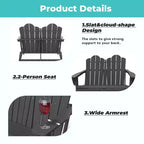 Hyleory Sedia Adirondack a 2 posti, poltrona doppia morbida, sedia pieghevole da balcone Cloud, resistente alle intemperie