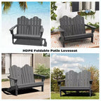 Hyleory Sedia Adirondack a 2 posti, poltrona doppia morbida, sedia pieghevole da balcone Cloud, resistente alle intemperie
