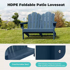 Hyleory Sedia Adirondack a 2 posti, poltrona doppia morbida, sedia pieghevole da balcone Cloud, resistente alle intemperie
