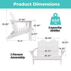 Hyleory Sedia Adirondack a 2 posti, poltrona doppia morbida, sedia pieghevole da balcone Cloud, resistente alle intemperie