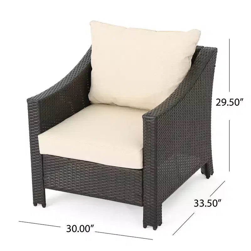 GDFStudio Vincent Outdoor Wicker Club Chairs with Cushions (Set of 2)