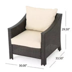 GDFStudio Vincent Outdoor Wicker Club Chairs with Cushions (Set of 2)