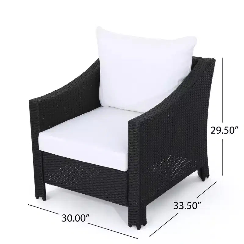 GDFStudio Vincent Outdoor Wicker Club Chairs with Cushions (Set of 2)