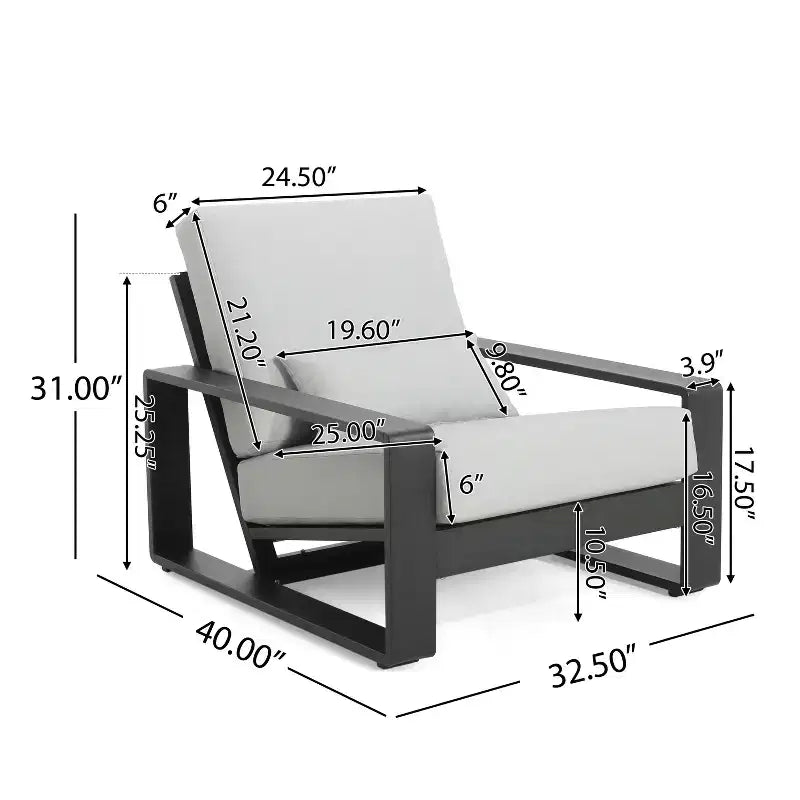 Christopher Knight Home Adrian Outdoor Aluminum Club Chair with Lumbar Pillow, Beige/Silver