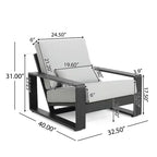 Christopher Knight Home Adrian Outdoor Aluminum Club Chair with Lumbar Pillow, Beige/Silver