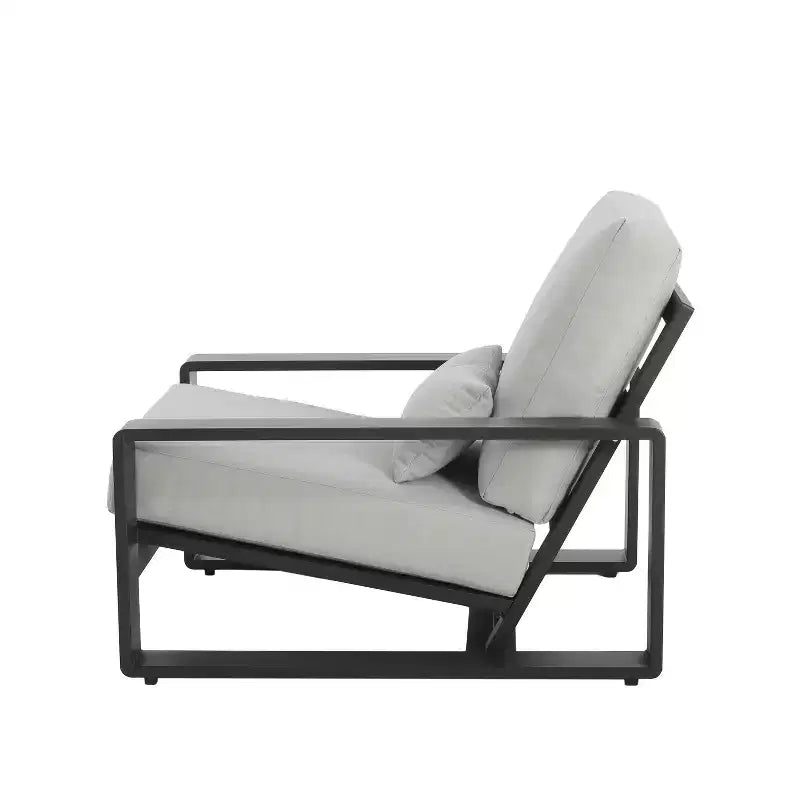Christopher Knight Home Adrian Outdoor Aluminum Club Chair with Lumbar Pillow, Beige/Silver