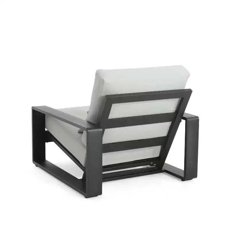 Christopher Knight Home Adrian Outdoor Aluminum Club Chair with Lumbar Pillow, Beige/Silver
