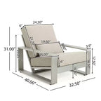 Christopher Knight Home Adrian Outdoor Aluminum Club Chair with Lumbar Pillow, Beige/Silver