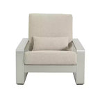 Christopher Knight Home Adrian Outdoor Aluminum Club Chair with Lumbar Pillow, Beige/Silver