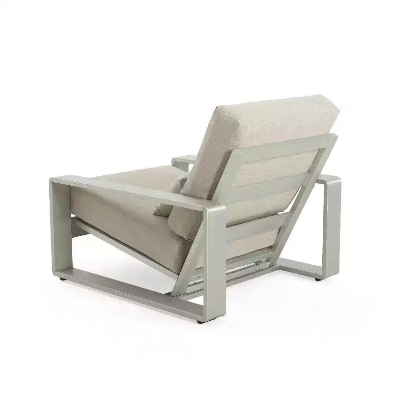 Christopher Knight Home Adrian Outdoor Aluminum Club Chair with Lumbar Pillow, Beige/Silver