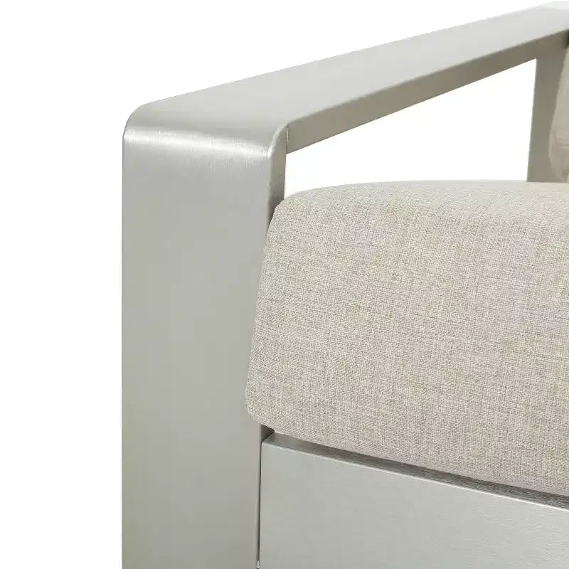 Christopher Knight Home Adrian Outdoor Aluminum Club Chair with Lumbar Pillow, Beige/Silver