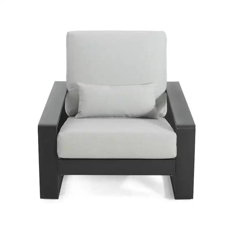 Christopher Knight Home Adrian Sedia da Club da Esterno in Alluminio con Cuscino Lombare, Beige/Argento