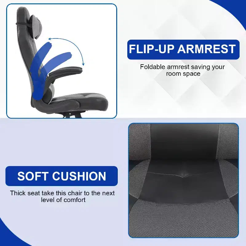 BestMassage Gaming Chair Office Chair Computer Desk Chair with Lumbar Support and Adjustable Headrest and PU Leather Gamer Chair for Adults