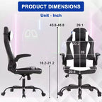 BestMassage Gaming Chair Office Chair Computer Desk Chair with Lumbar Support and Adjustable Headrest and PU Leather Gamer Chair for Adults