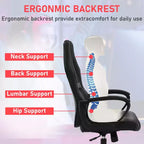 BestMassage Sedia da Gaming Sedia da Ufficio con Supporto Lombare Altezza Regolabile Sedia Direzionale in Pelle PU per Donne Uomini Adulti