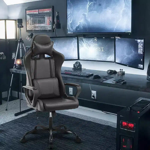 BestMassage Sedia da Gaming Sedia da Ufficio High-Back con Supporto Lombare Funzione Massaggio e Rotelle Girevoli in Pelle PU per Adulti e Ragazzi