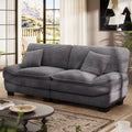 Grey 87 Corduroy Couch with 2 Pillows, Sailboat-Shape Deep Seat Sofa for Living Room, Small Space, Office, Apartment-Morden Fort