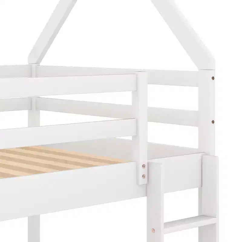 Letto a castello basso singolo su singolo a forma di casa Whisen con scaletta