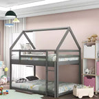 Whisen House-shaped Twin over Twin Low Bunk Bed with Ladder