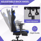 BestMassage Sedia da gaming per computer con supporto lombare e poggiapiedi, design girevole con ruote, sedia da ufficio per casa e gaming