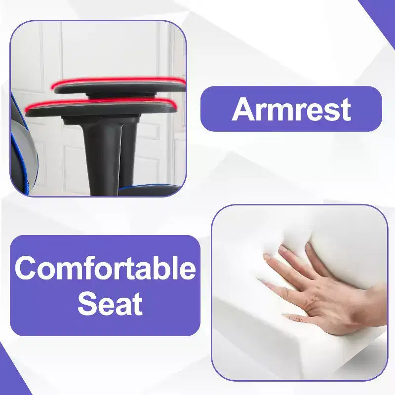 BestMassage Sedia da gaming per computer con supporto lombare e poggiapiedi, design girevole con ruote, sedia da ufficio per casa e gaming