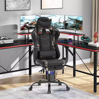 BestMassage Sedia da gaming per computer con supporto lombare e poggiapiedi, design girevole con ruote, sedia da ufficio per casa e gaming