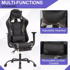BestMassage Sedia da gaming per computer con supporto lombare e poggiapiedi, design girevole con ruote, sedia da ufficio per casa e gaming