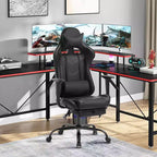 BestMassage Sedia da gaming per computer con supporto lombare e poggiapiedi, design girevole con ruote, sedia da ufficio per casa e gaming