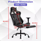 BestMassage Sedia da gaming per computer con supporto lombare e poggiapiedi, design girevole con ruote, sedia da ufficio per casa e gaming