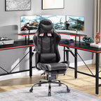 BestMassage Sedia da gaming per computer con supporto lombare e poggiapiedi, design girevole con ruote, sedia da ufficio per casa e gaming