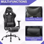 BestMassage Sedia da gaming per computer con supporto lombare e poggiapiedi, design girevole con ruote, sedia da ufficio per casa e gaming