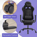BestMassage Sedia da gaming per computer con supporto lombare e poggiapiedi, design girevole con ruote, sedia da ufficio per casa e gaming
