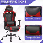 BestMassage Sedia da gaming per computer con supporto lombare e poggiapiedi, design girevole con ruote, sedia da ufficio per casa e gaming