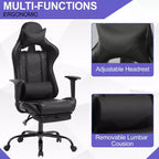 BestMassage Sedia da gaming per computer con supporto lombare e poggiapiedi, design girevole con ruote, sedia da ufficio per casa e gaming