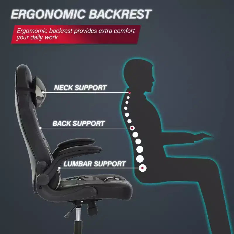BestMassage Sedia da Gaming Sedia da Scrivania per Computer con Supporto Lombare, Rivestimento e Base Girevole su Rotelle per Giochi su PC e Uso Direzionale