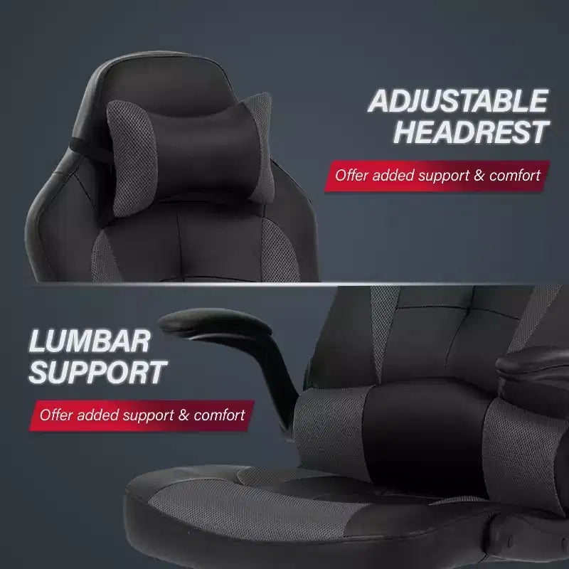 BestMassage Sedia da Gaming Sedia da Scrivania per Computer con Supporto Lombare, Rivestimento e Base Girevole su Rotelle per Giochi su PC e Uso Direzionale