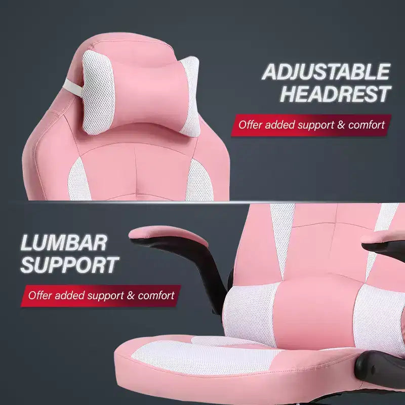 BestMassage Sedia da Gaming Sedia da Scrivania per Computer con Supporto Lombare, Rivestimento e Base Girevole su Rotelle per Giochi su PC e Uso Direzionale
