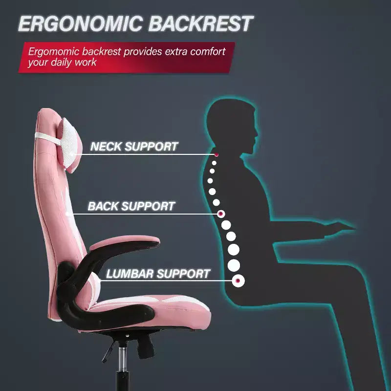 BestMassage Sedia da Gaming Sedia da Scrivania per Computer con Supporto Lombare, Rivestimento e Base Girevole su Rotelle per Giochi su PC e Uso Direzionale