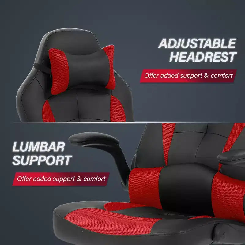 BestMassage Sedia da Gaming Sedia da Scrivania per Computer con Supporto Lombare, Rivestimento e Base Girevole su Rotelle per Giochi su PC e Uso Direzionale