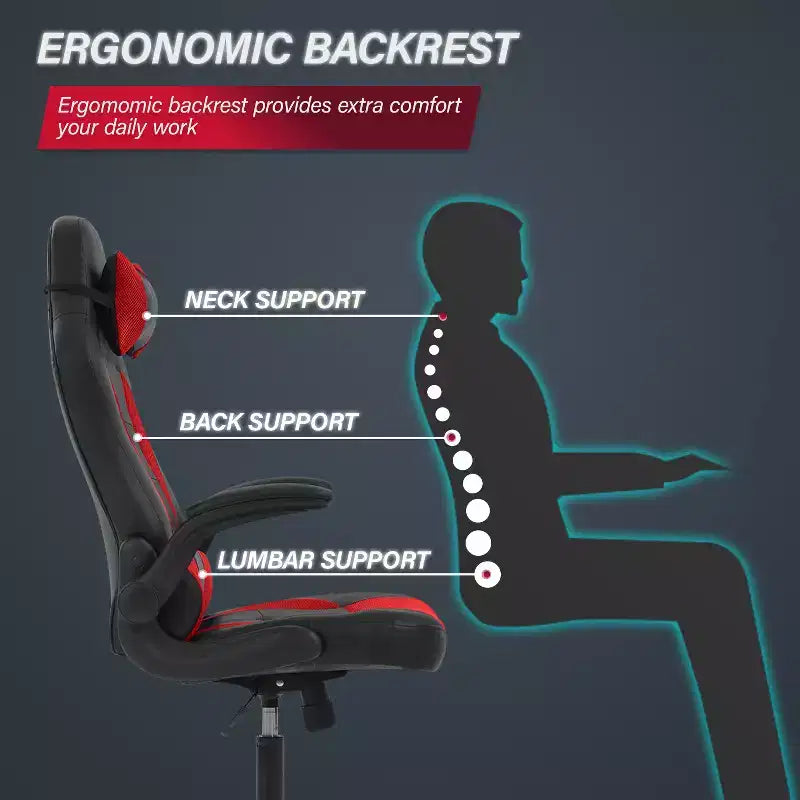 BestMassage Sedia da Gaming Sedia da Scrivania per Computer con Supporto Lombare, Rivestimento e Base Girevole su Rotelle per Giochi su PC e Uso Direzionale