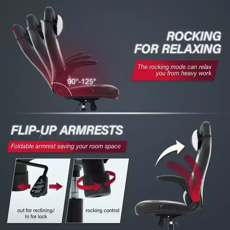 BestMassage Sedia da Gaming Sedia da Scrivania per Computer con Supporto Lombare, Rivestimento e Base Girevole su Rotelle per Giochi su PC e Uso Direzionale