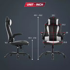 BestMassage Sedia da Gaming Sedia da Scrivania per Computer con Supporto Lombare, Rivestimento e Base Girevole su Rotelle per Giochi su PC e Uso Direzionale