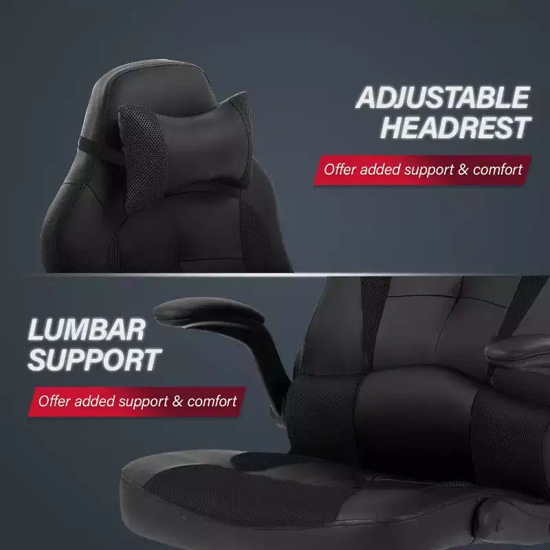 BestMassage Sedia da Gaming Sedia da Scrivania per Computer con Supporto Lombare, Rivestimento e Base Girevole su Rotelle per Giochi su PC e Uso Direzionale