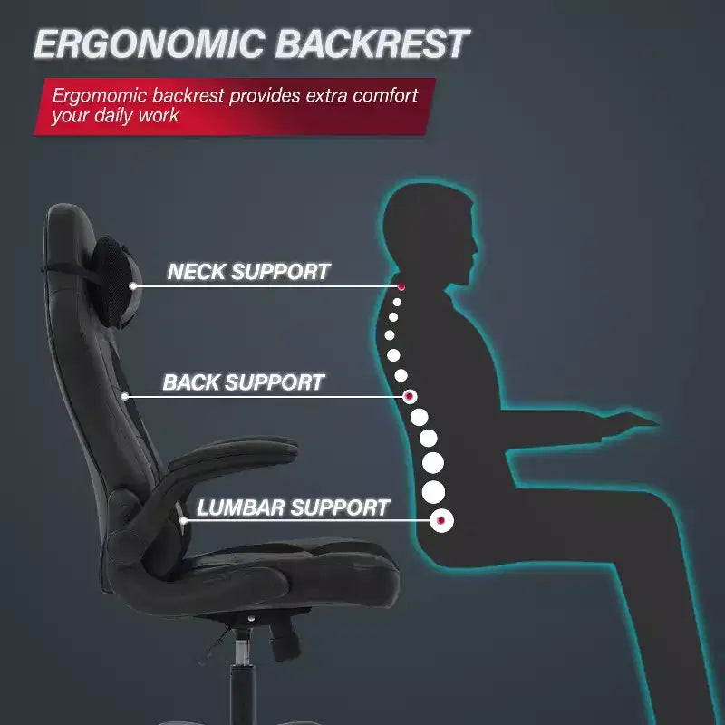 BestMassage Sedia da Gaming Sedia da Scrivania per Computer con Supporto Lombare, Rivestimento e Base Girevole su Rotelle per Giochi su PC e Uso Direzionale
