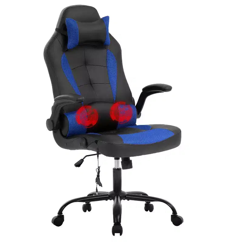 BestMassage Sedia da Gaming Sedia da Scrivania per Computer con Supporto Lombare, Rivestimento e Base Girevole su Rotelle per Giochi su PC e Uso Direzionale