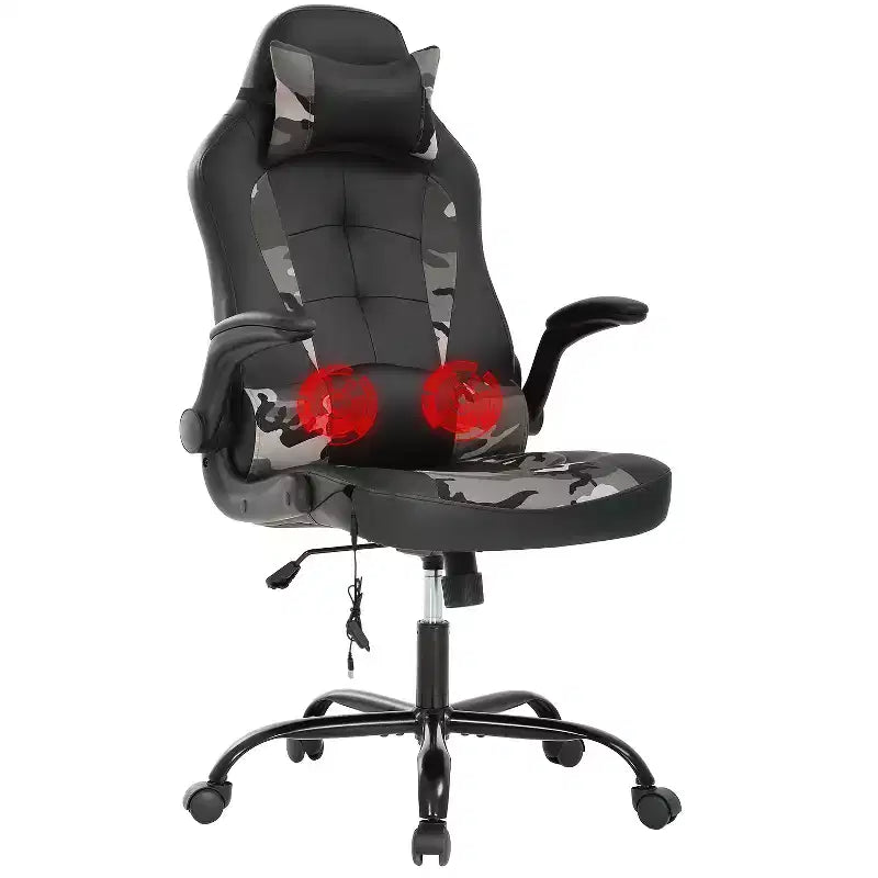 BestMassage Sedia da Gaming Sedia da Scrivania per Computer con Supporto Lombare, Rivestimento e Base Girevole su Rotelle per Giochi su PC e Uso Direzionale