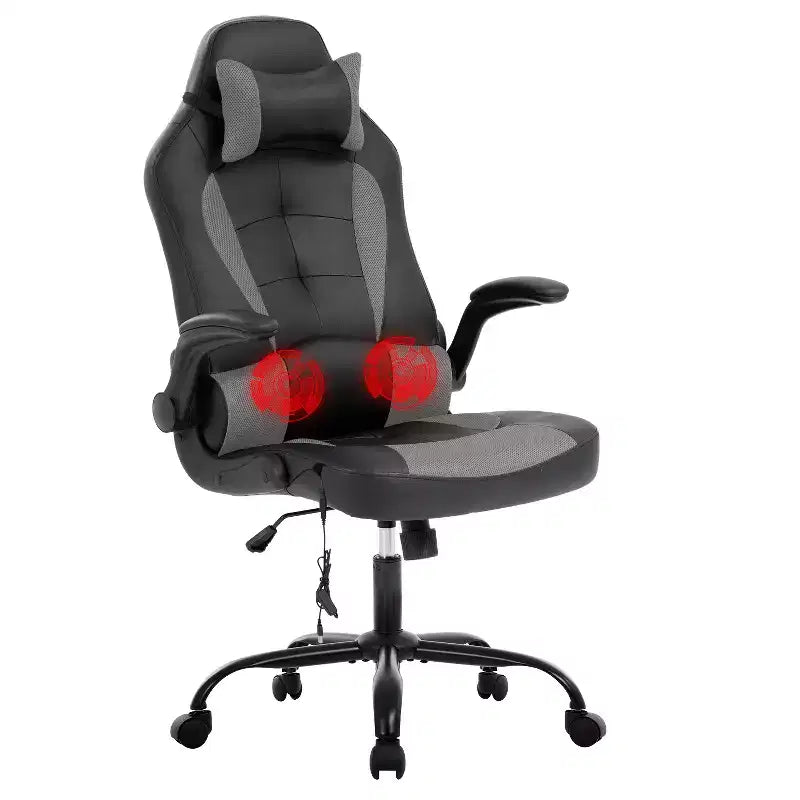 BestMassage Sedia da Gaming Sedia da Scrivania per Computer con Supporto Lombare, Rivestimento e Base Girevole su Rotelle per Giochi su PC e Uso Direzionale