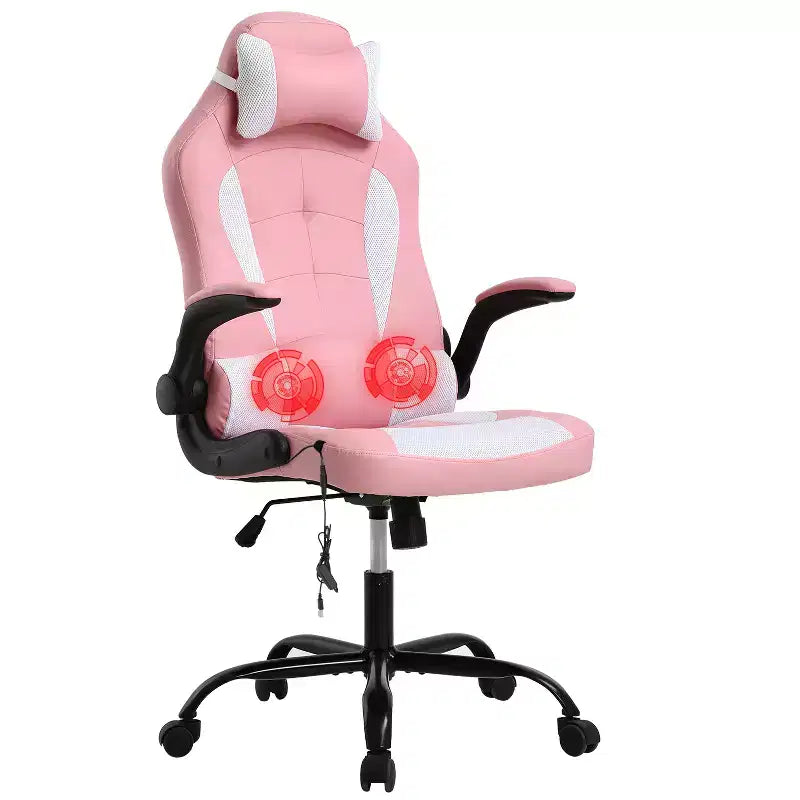 BestMassage Sedia da Gaming Sedia da Scrivania per Computer con Supporto Lombare, Rivestimento e Base Girevole su Rotelle per Giochi su PC e Uso Direzionale
