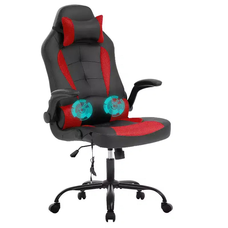 BestMassage Sedia da Gaming Sedia da Scrivania per Computer con Supporto Lombare, Rivestimento e Base Girevole su Rotelle per Giochi su PC e Uso Direzionale