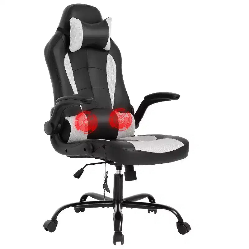 BestMassage Sedia da Gaming Sedia da Scrivania per Computer con Supporto Lombare, Rivestimento e Base Girevole su Rotelle per Giochi su PC e Uso Direzionale